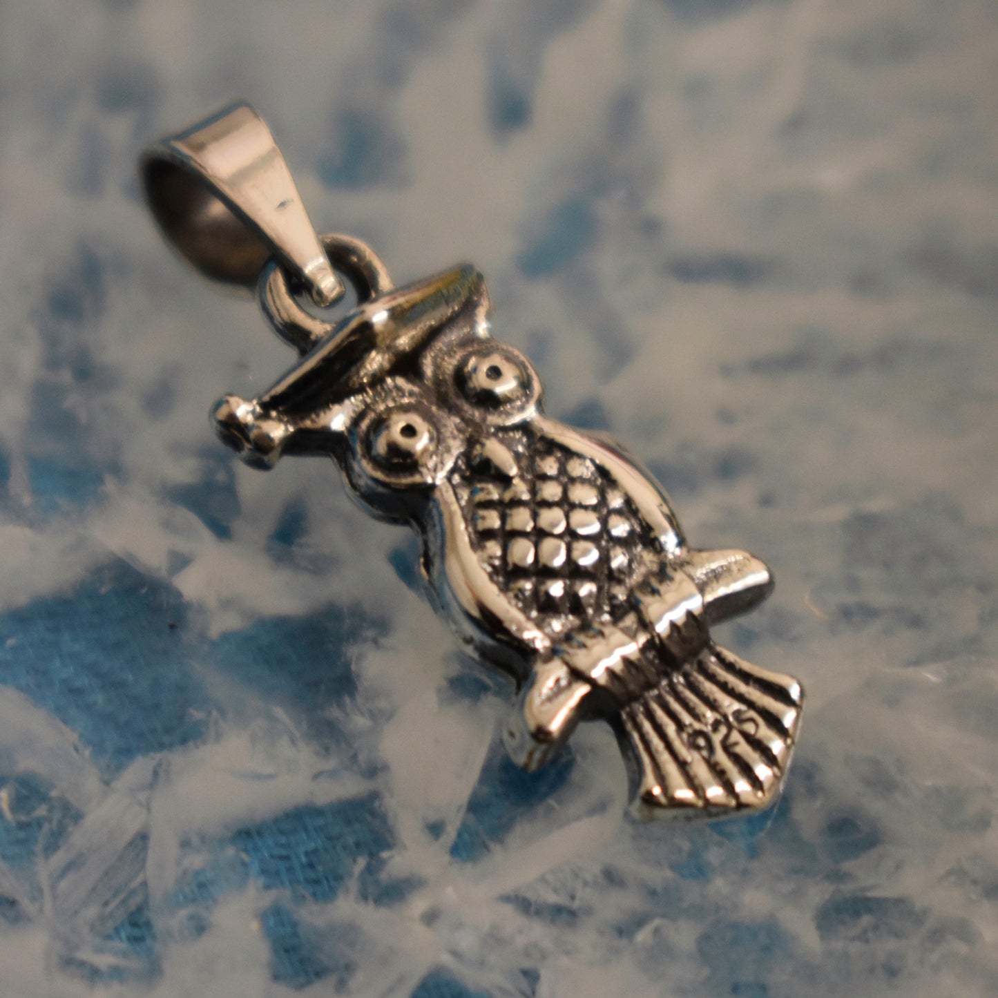 Ganesha Handicrafts, Sterling Silver Petite Owl Pendant (925), Silver Owl Pendant, 925-Sterling Silver Pendant, Women's Trending Pendant, Womens New Model Pendant, Womend Modern Pendant.