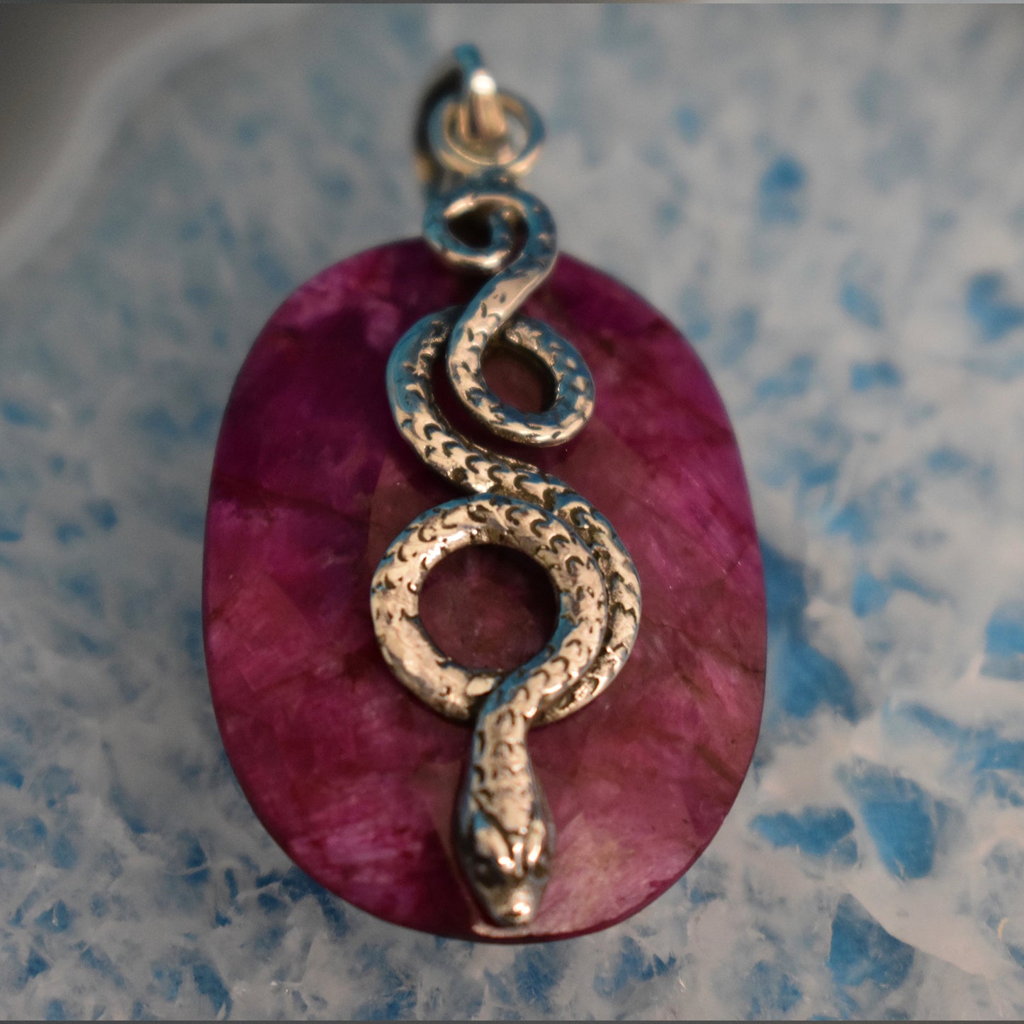 Ganesha Handicrafts, Sterling Silver Snake wrap Pendant (925), Sterling Silver Snake wrap Pendant (925), 925-Silver Snake Wrap Pendant, Womens Trending Pendant, Snake Wrap Silver Pendant, new Model Pendant, Ruby Snake wrap Pendant.