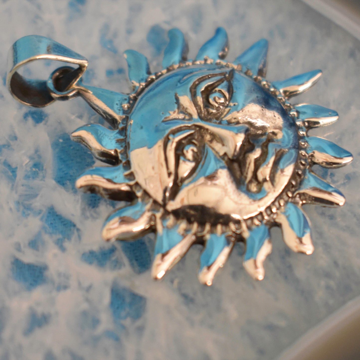 Ganesha Handicrafts, Sterling Silver Sun Pendant (925), Silver Sun Pendant, 925-Silver Sun Model Pendant, Womens New Trending Pendant, Women's Modern Pendant.