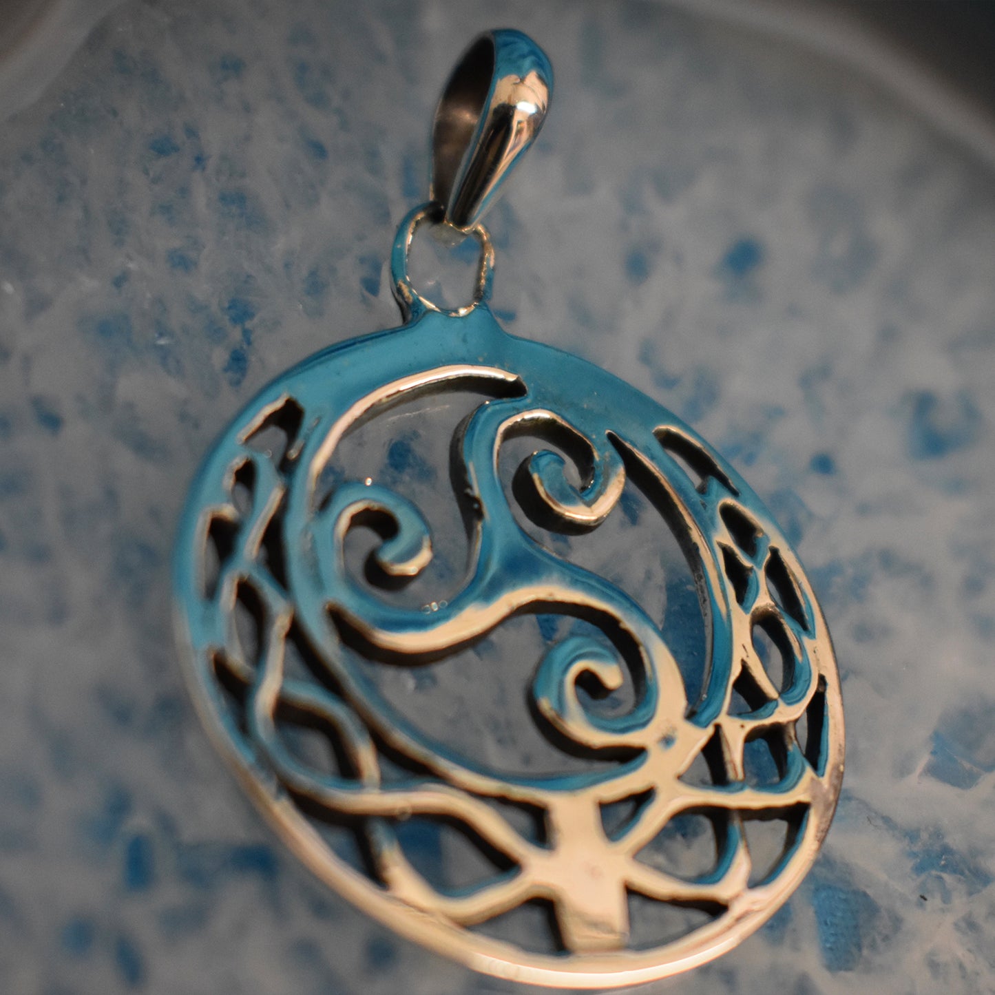 Ganesha Handicrafts, Sterling Silver Triskele Spiral (925), Sterling Silver Spiral, 925-Sterling Silver Spiral, Womens Trending Spiral, Womens New model Spiral, Women Fashion Silver Triskele Spiral.