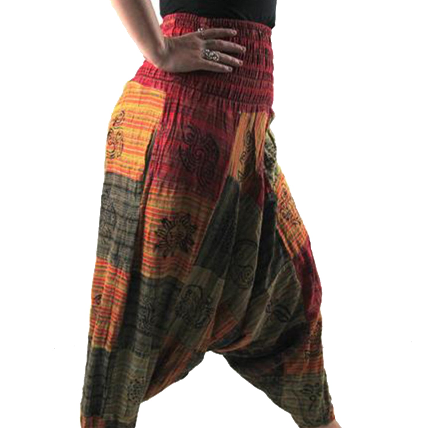Ganesha Handicrafts, Stonewashed Harem Trousers Cotton, Stonewashed Trousers , Stonewashed Harem Cotton Trousers , Women's Cotton Trousers , Trending Stone Cotton Trousers. Red colour Stone Trousers.