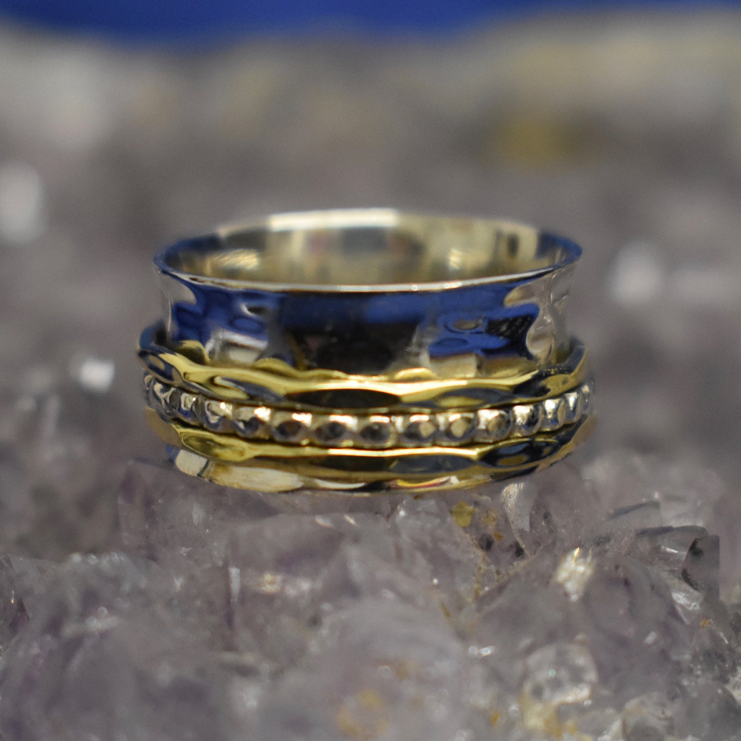 Ganesha Handicrafts, Thick Two Tone Spinner Ring (925), Tone Spinner Ring, 925-Tone Spinner Ring, Women's Trending Ring, New Model Women's Ring, Womens Modern Ring, Fashion For Women's Stylized Ring.