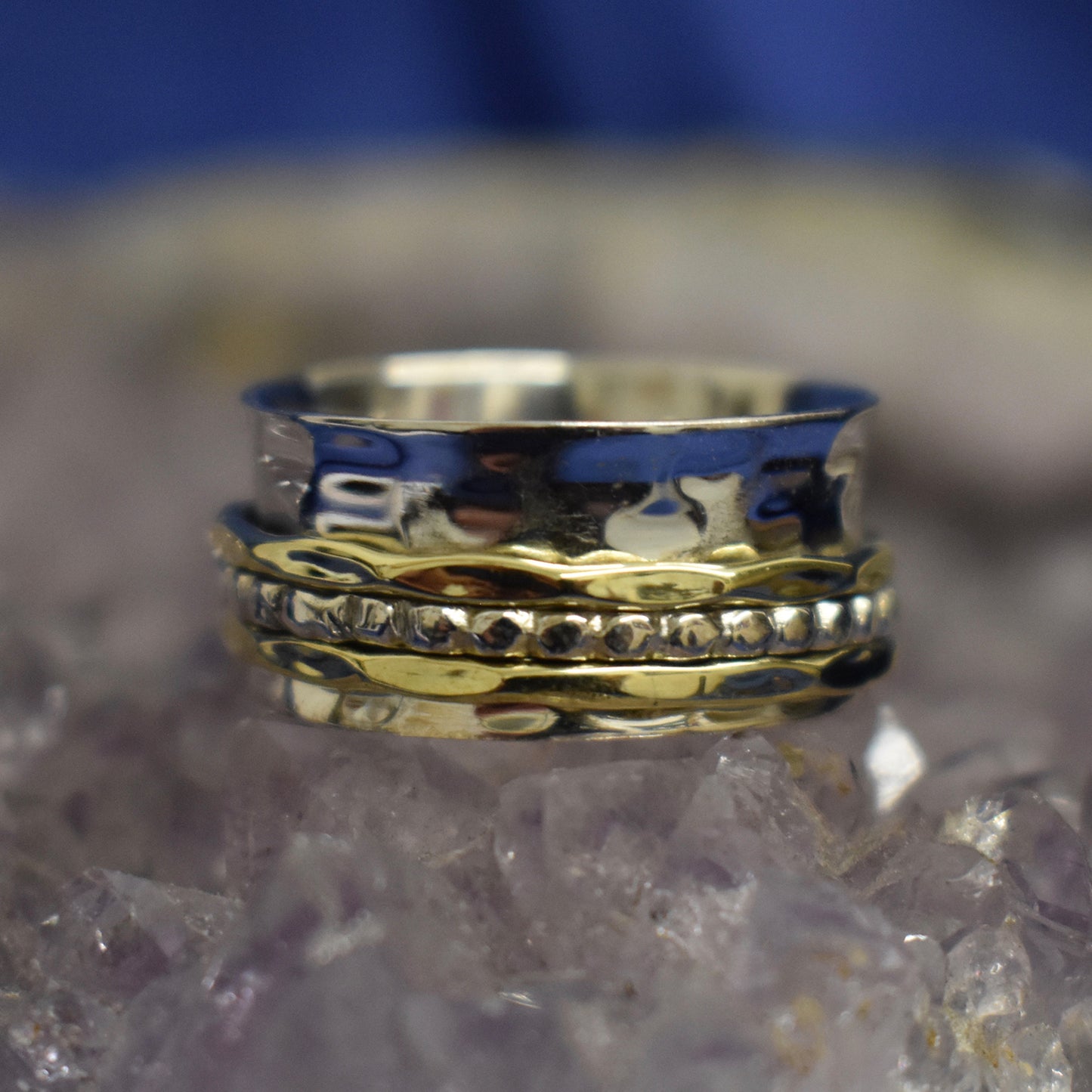 Ganesha Handicrafts, Thick Two Tone Spinner Ring (925), Tone Spinner Ring, 925-Tone Spinner Ring, Women's Trending Ring, New Model Women's Ring, Womens Modern Ring, Fashion For Women's Stylized Ring.