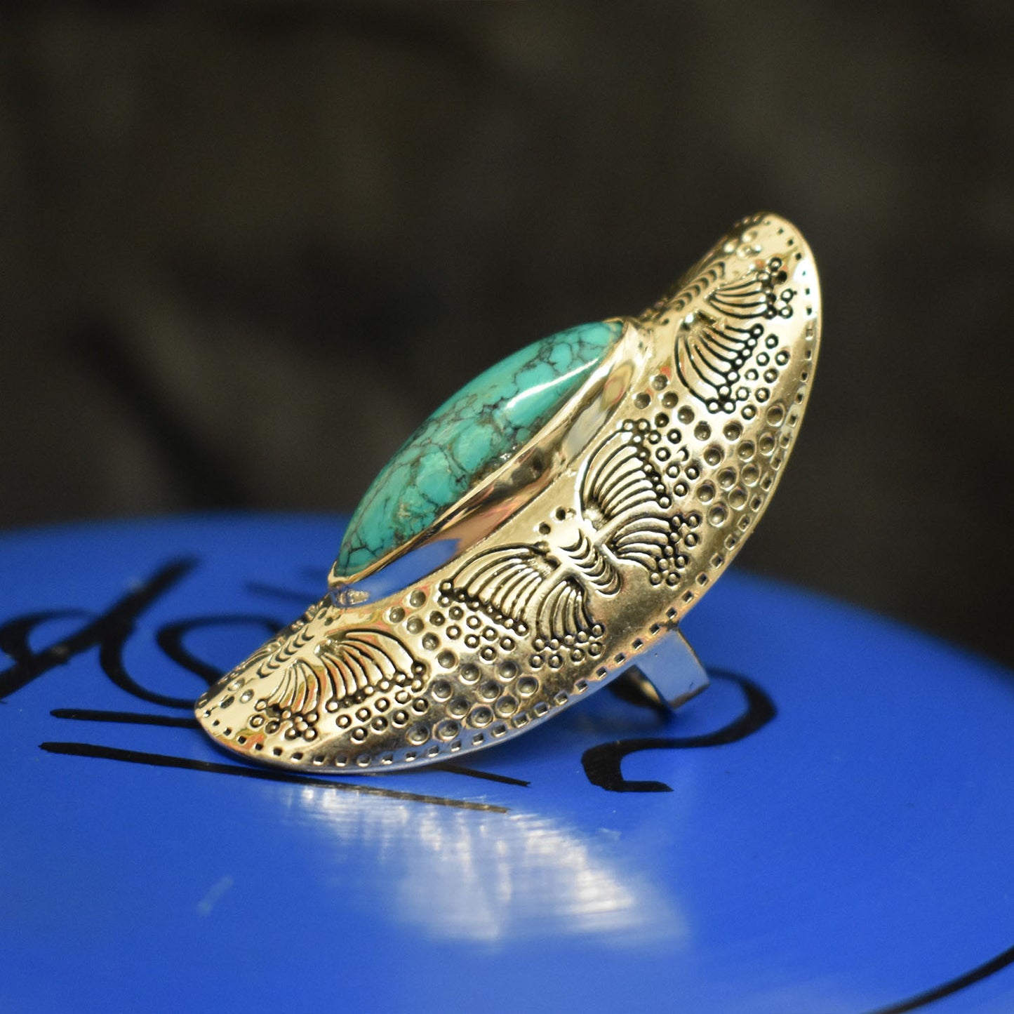 Ganesha Handicrafts, Turquoise Butterfly Detailed Ring, Turquoise Detailed Ring, Turquoise For Women Ring, Women's Trending Ring.