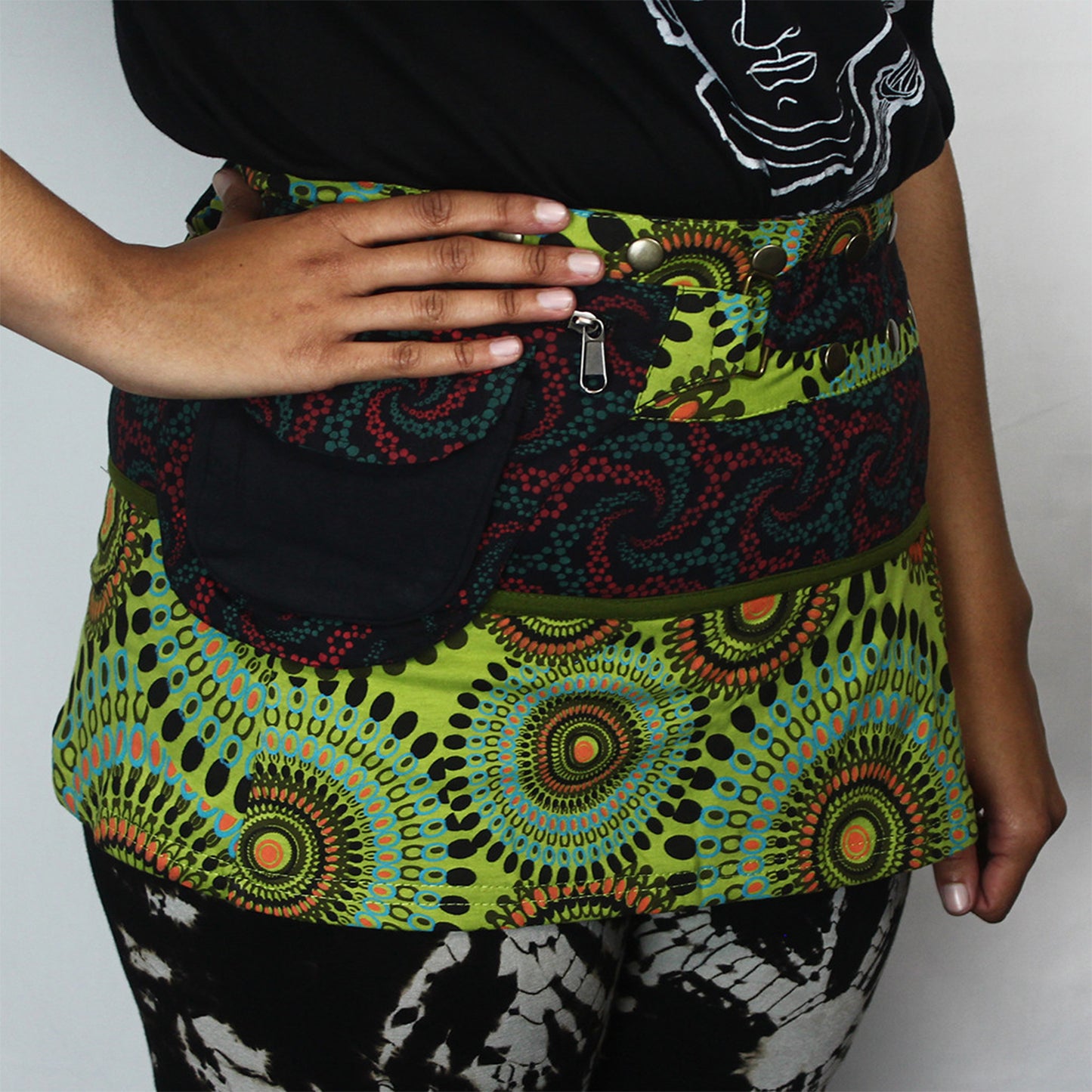 Ganesha Handicrafts, Unisex Festival Utility Bag Skirt, Utility Bag Skirt, Womens Fashion Bag, Modern Unisex Festival Bag skirt, Trending Bag Skirt. Green Bag Skirt.