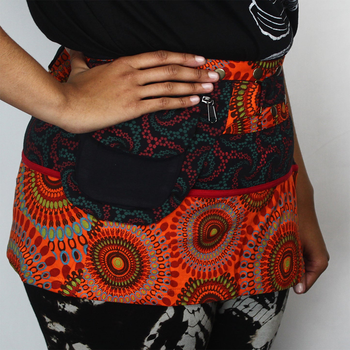 Ganesha Handicrafts, Unisex Festival Utility Bag Skirt, Utility Bag Skirt, Womens Fashion Bag, Modern Unisex Festival Bag skirt, Trending Bag Skirt. Orange Bag Skirt.