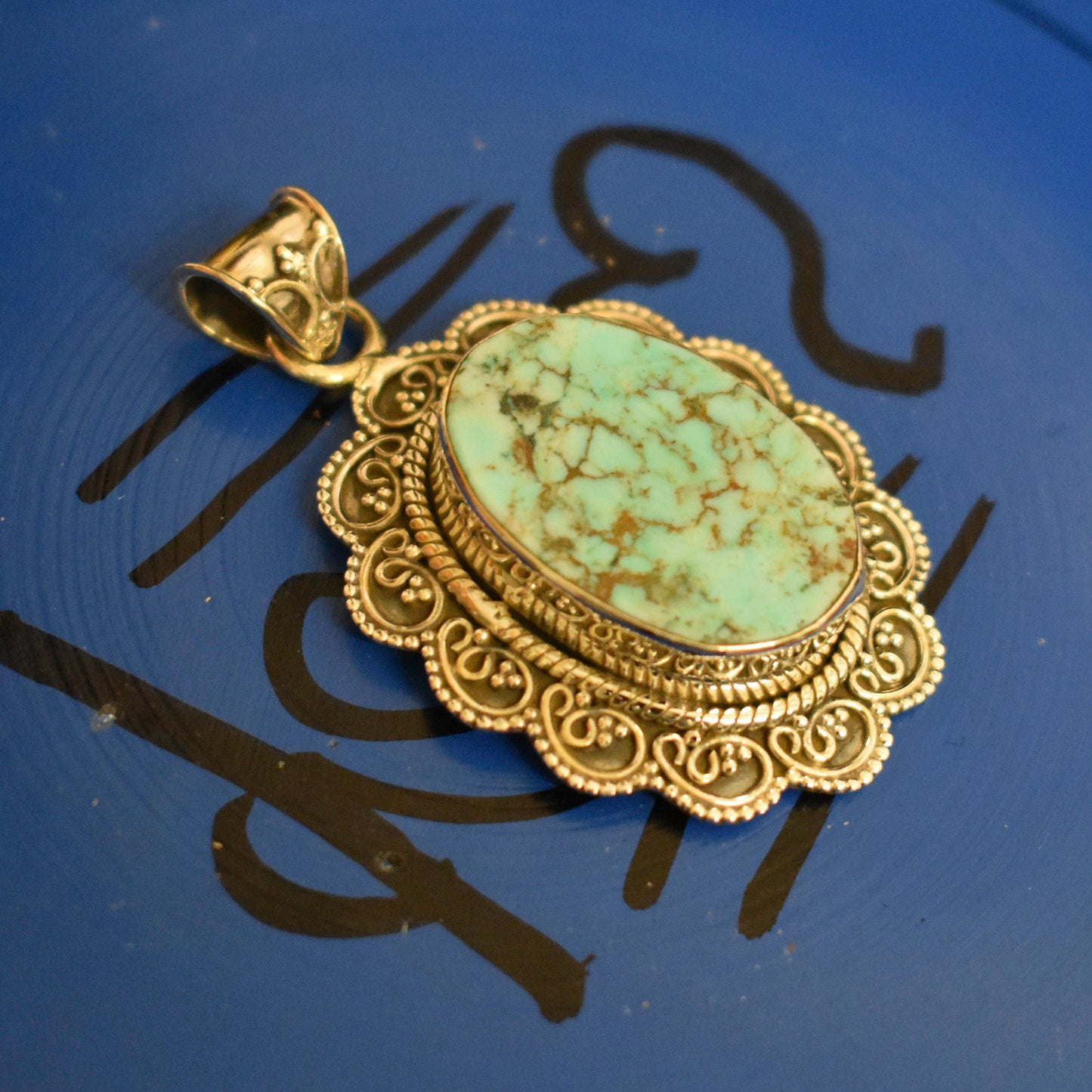 Ganesha Handicrafts, Vintage Detailed Turquoise, Vintage Turquoise, Women's Trending Turquoise Pendant, Women's Model Turquoise Pendant, New womens Modern Turquoise Pendant, Women's Stylish Pendant.