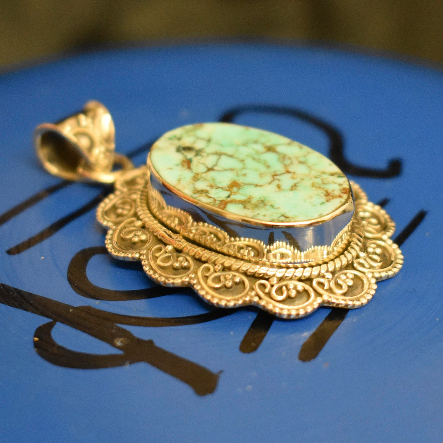 Ganesha Handicrafts, Vintage Detailed Turquoise, Vintage Turquoise, Women's Trending Turquoise Pendant, Women's Model Turquoise Pendant, New womens Modern Turquoise Pendant, Women's Stylish Pendant.