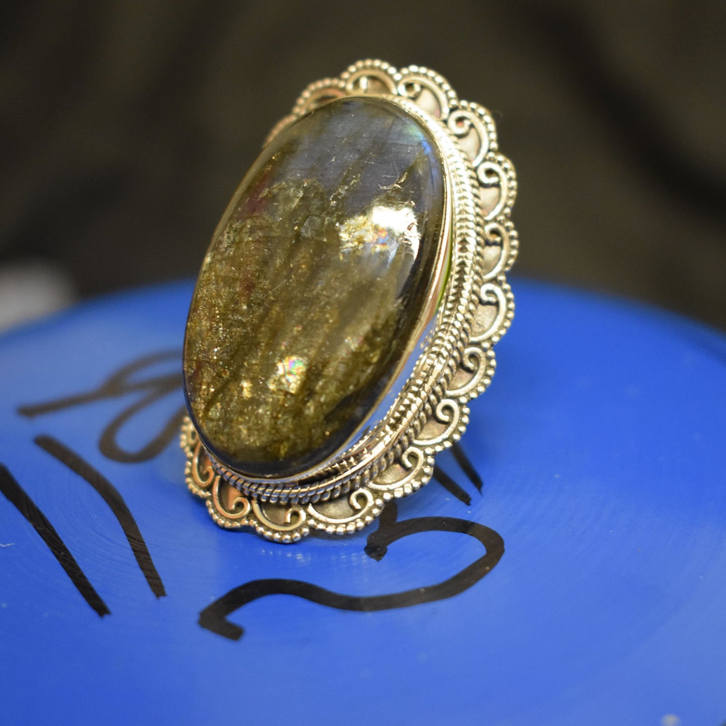 Ganesha Handicrafts, Vintage Set Labradorite Ring, Labradorite Ring, Vintage Ring, Womens Trending Ring, New Model Womens Ring, Women's Traditional Ring.