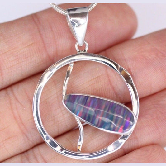 Ganesha Handicrafts- AAA Japanese Cultured Opal Pendant, Ganesha Handicrafts-925 Sterling Silver Necklace Jewellery, Womens-AAA Japanese Cultured Purple Open Pendant, Womens-925 Sterling Silver Necklace Jewellery, Fashion for AAA Japanese Culutrd Purple Opal Pendant 925 Sterling Silver Necklace Jewellery.