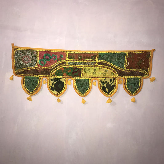 Ganesha Handicrafts, Beautiful Indian Style Door Hanging, Door Hanging, Indian Style Door  Hanging, Traditional Door Hanging. Yellow Colour Door Hanging.