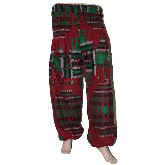Ganesha Handicrafts, Cuffed Woolen Printed Casual Trousers, Cuffed Woolen  Casual Trousers, Cuffed Casual Trousers, Women's Printed Casual Trousers. Red Colour Cuffed Trousers.