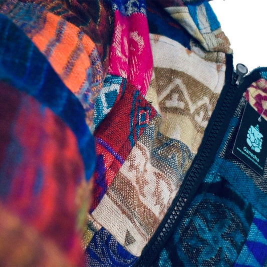 Ganesha Handicrafts Patchwork Nepalese Hoodie, Hoodie, Nepalese Hoodie, Patchwork Hoodie, Multicolour Hoodie