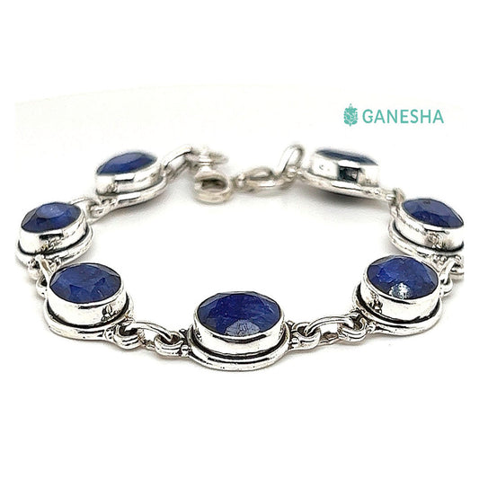 Ganesha Handicrafts, Sterling Silver Bracelet (925) Blue Sapphires, Sterling Silver Bracelet, 925 Blue Sapphires Silver Bracelet, New Trending Bracelet, Women's Bracelet. 
