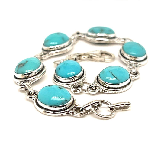 Ganesha Handicrafts, Sterling Silver Bracelet (925) Blue Turquoise, Sterling Silver Bracelet, 925-Blue Turquoise Silver Bracelet, Womens Trending Bracelet, Modern Sterling silver Bracelet. 