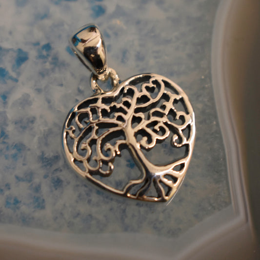 Ganesha Handicrafts, Sterling Silver Tree of life Heart Pendant, Sterling Silver Tree of life Heart Pendant, Sterling Silver Heart Pendant, Sterling Silver Tree Pendant, 925-Sterling Silver Heart Pendant, Women's Trending Pendant.