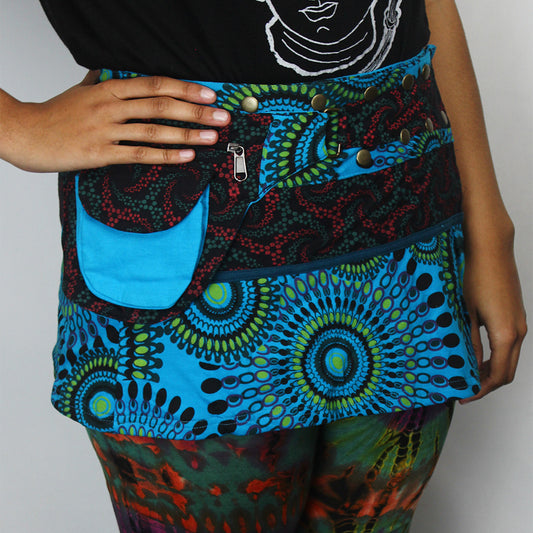 Ganesha Handicrafts, Unisex Festival Utility Bag Skirt, Utility Bag Skirt, Womens Fashion Bag, Modern  Unisex Festival Bag skirt, Trending Bag Skirt. Blue Bag Skirt.